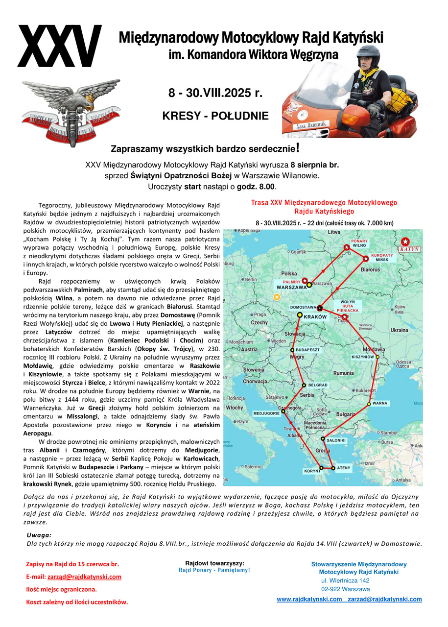 Plakat Rajd Katyński XXV 2025 05 20